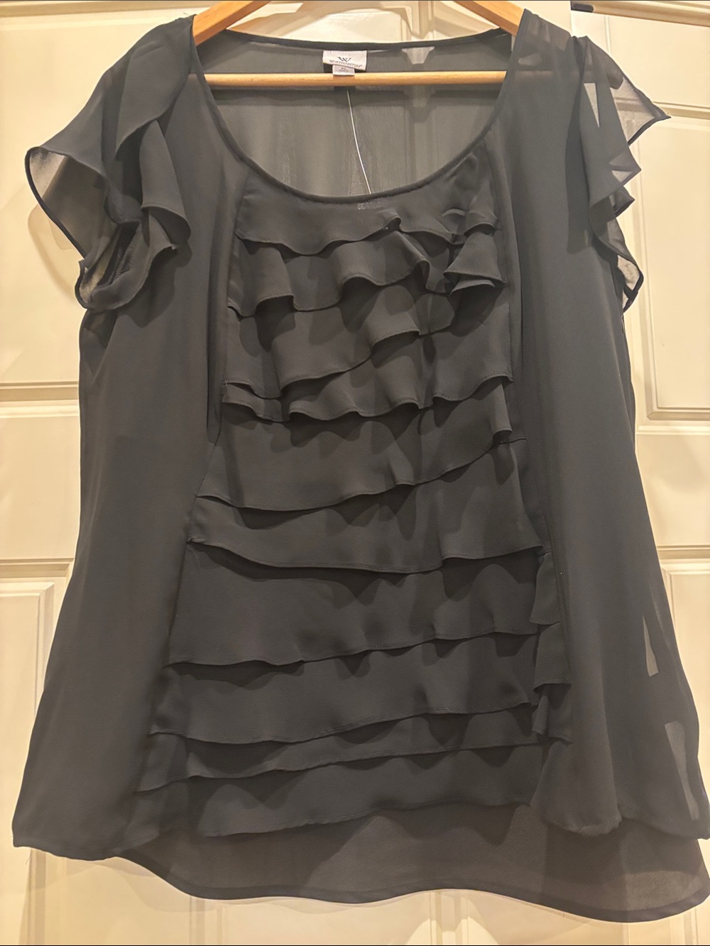 Worthington Black Ruffled Chiffon Blouse
